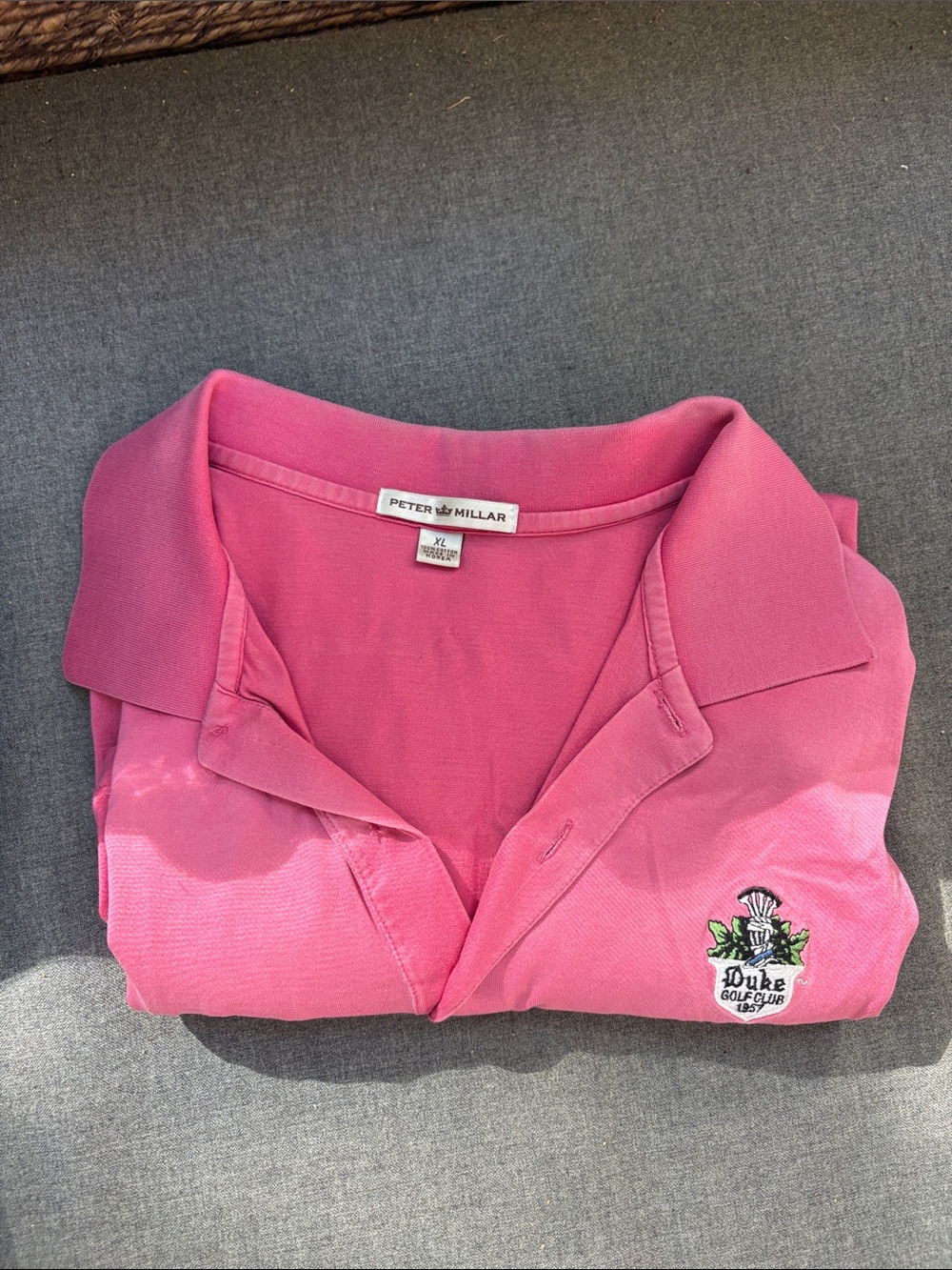 Peter Millar Hot Pink Polo with Duke Golf Crest